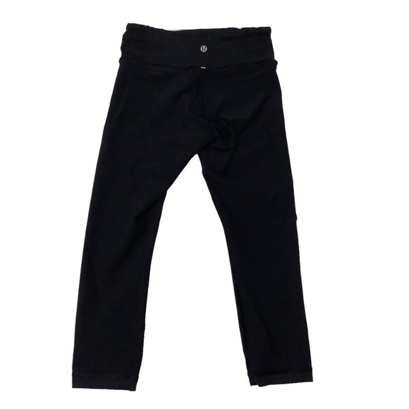 Lululemon Wunder Under Crop Leggings Sz 4 21” Reversible Black Striped - Picture 9 of 11